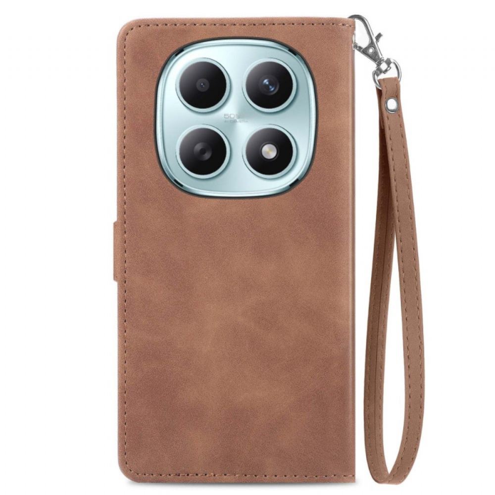 Kožený Kryt Xiaomi Redmi Note 15 5g Květinový Krajkový Řemínek