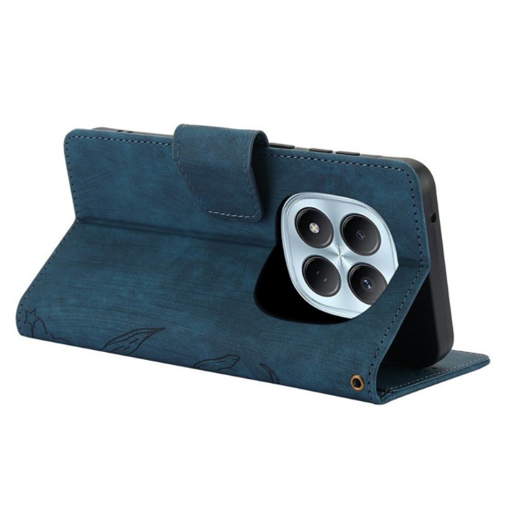 Kožený Kryt Xiaomi Redmi Note 15 5g Květiny A Motýli