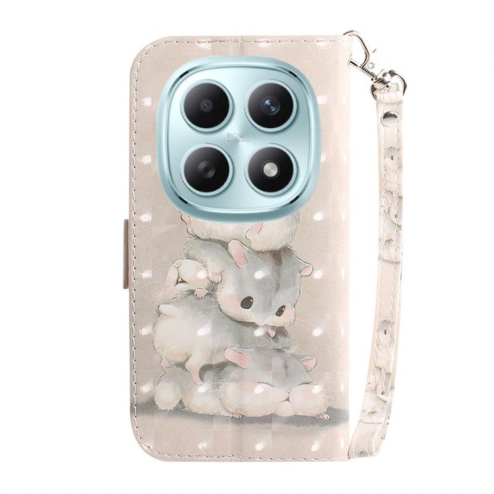 Kožený Kryt Xiaomi Redmi Note 15 5g Křečci Se Šňůrkou