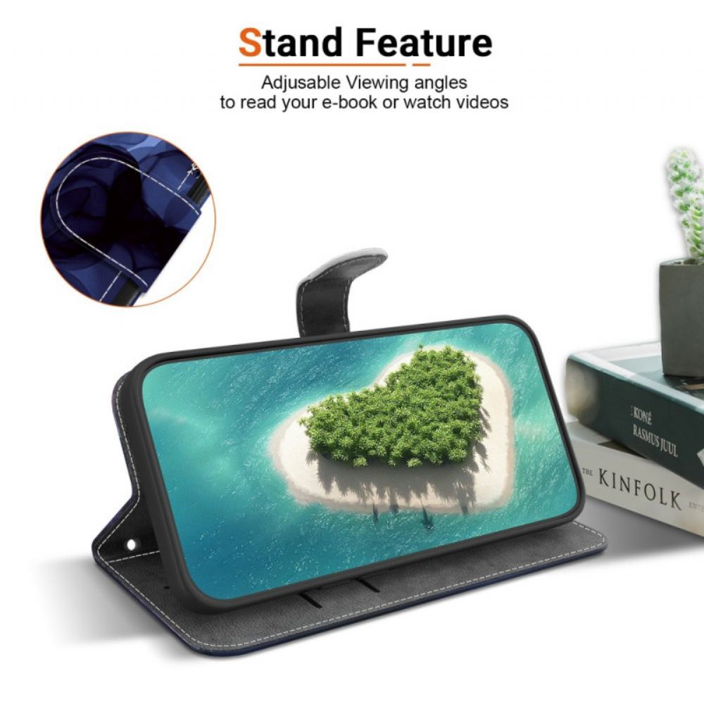 Kožený Kryt Xiaomi Redmi Note 15 5g Modré Květiny