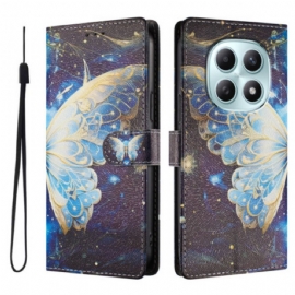 Kožený Kryt Xiaomi Redmi Note 15 5g Motýl S Hvězdami