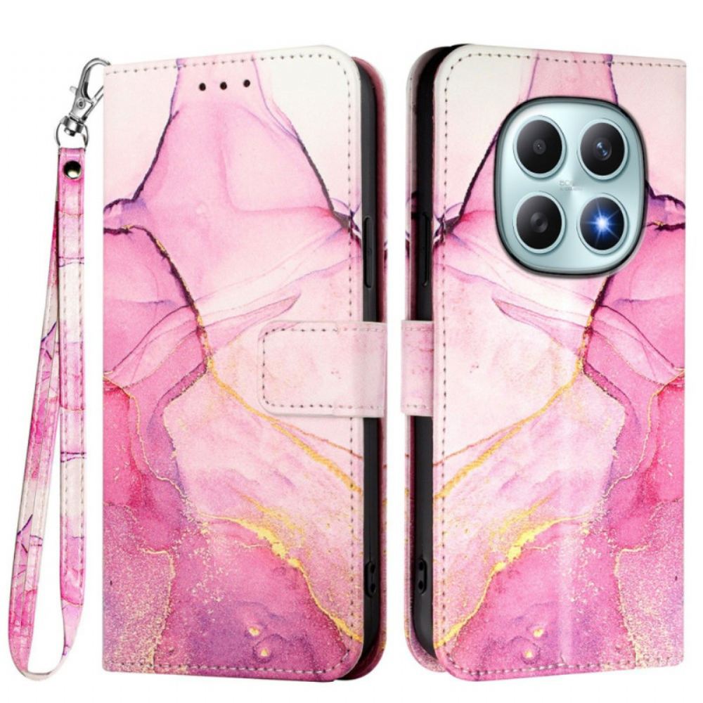 Kožený Kryt Xiaomi Redmi Note 15 5g Mramorový Vzor S Páskem