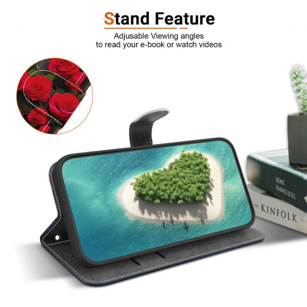 Kožený Kryt Xiaomi Redmi Note 15 5g Perleťově Růžový Motýl