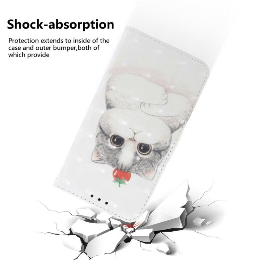 Kožený Kryt Xiaomi Redmi Note 15 5g Roztomilá Kočka Se Šňůrkou