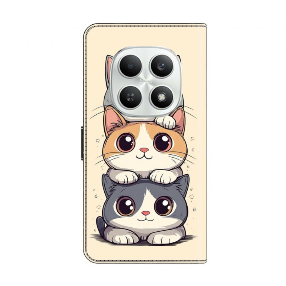 Kožený Kryt Xiaomi Redmi Note 15 5g Skládané Kočky