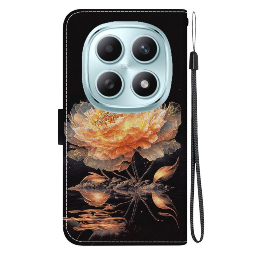 Kožený Kryt Xiaomi Redmi Note 15 5g Zlatá Pivoňka