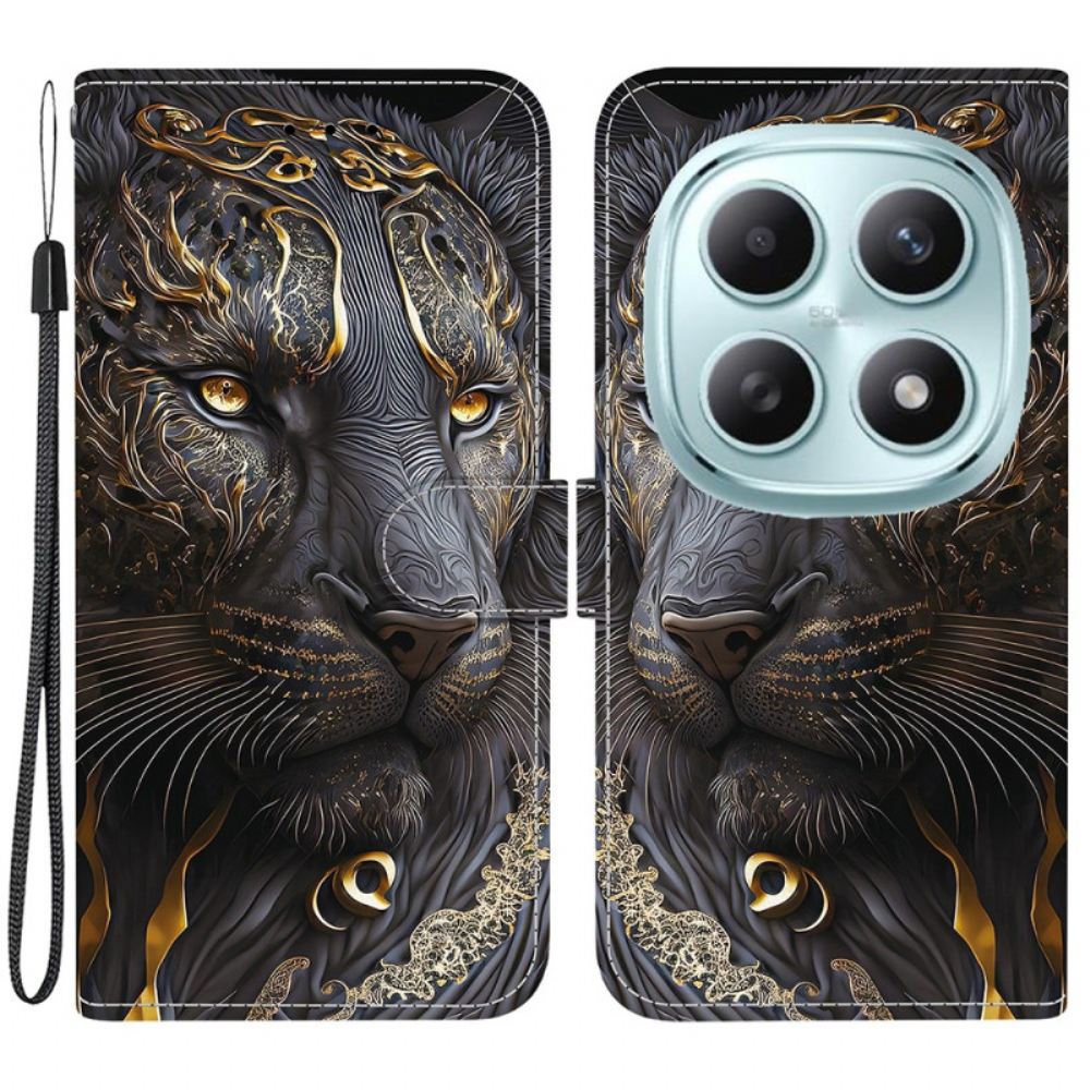 Kožený Kryt Xiaomi Redmi Note 15 5g Zlatý Lev