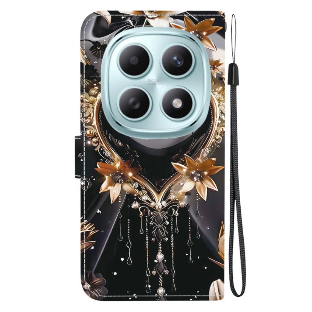 Kožený Kryt Xiaomi Redmi Note 15 5g Černo-zlaté Srdce