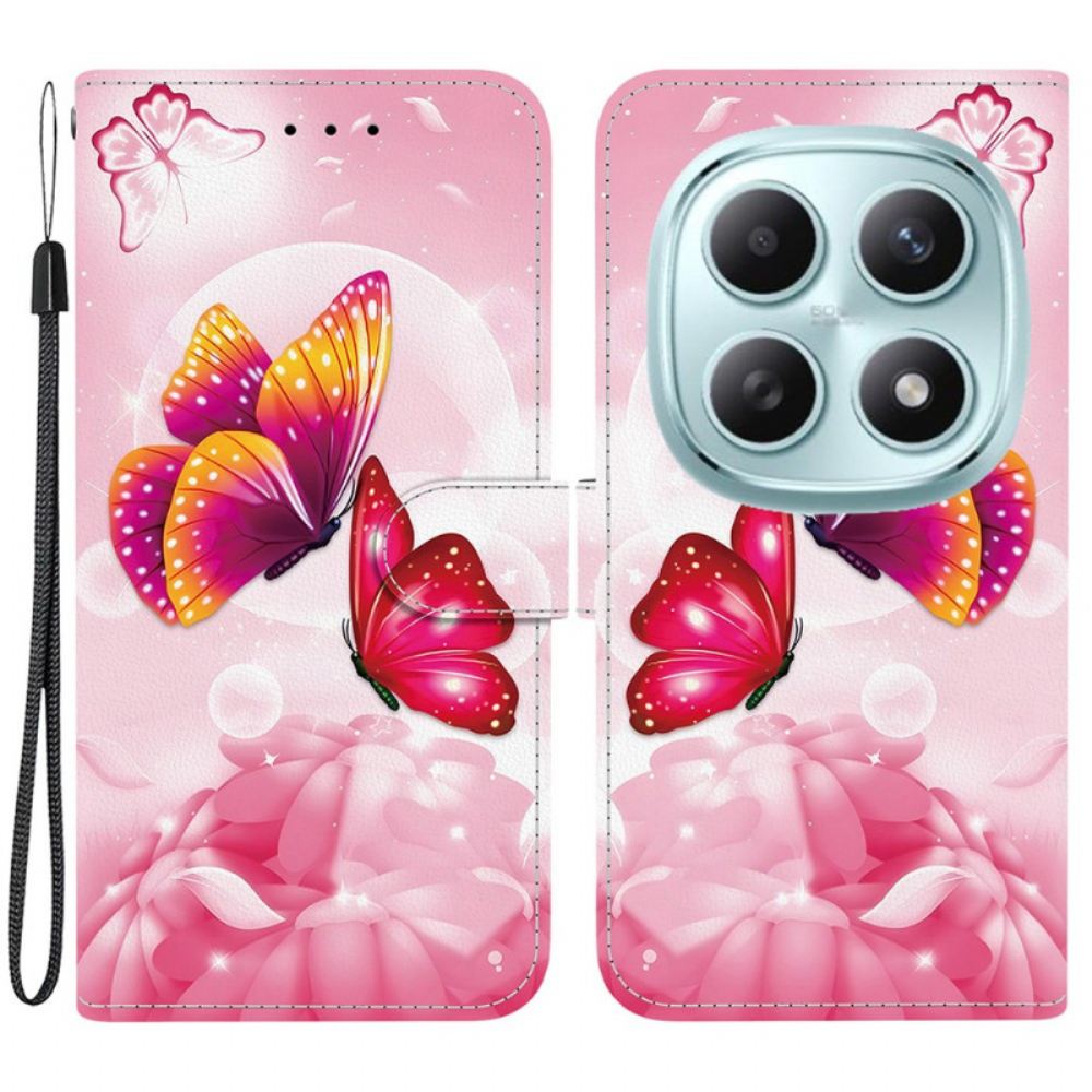 Peněženková Pouzdra Xiaomi Redmi Note 15 5g Růžová Motýli