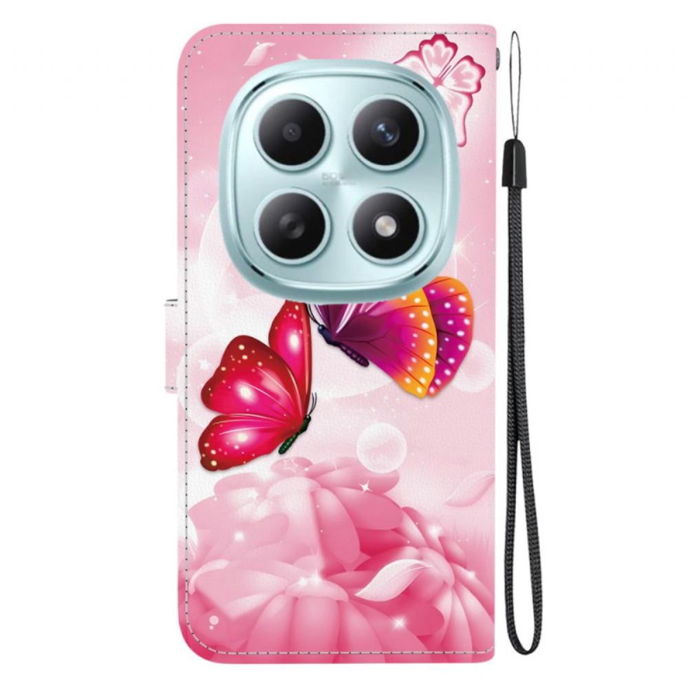 Peněženková Pouzdra Xiaomi Redmi Note 15 5g Růžová Motýli