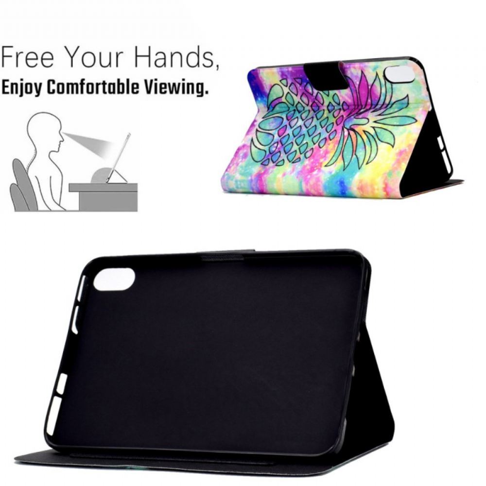 Kožený Kryt iPad (2025) Grafický Ananas