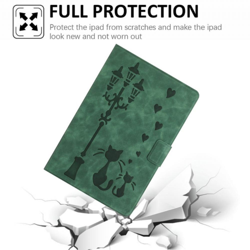 Kožený Kryt iPad (2025) Kočičí Vzor