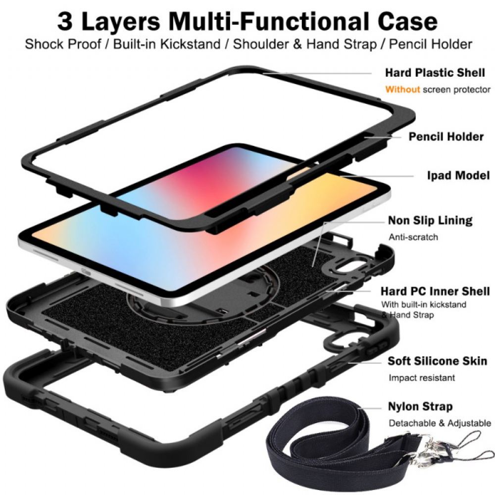 Kryt iPad (2025) Dvoubarevný Stojánek A Ramenní Popruh