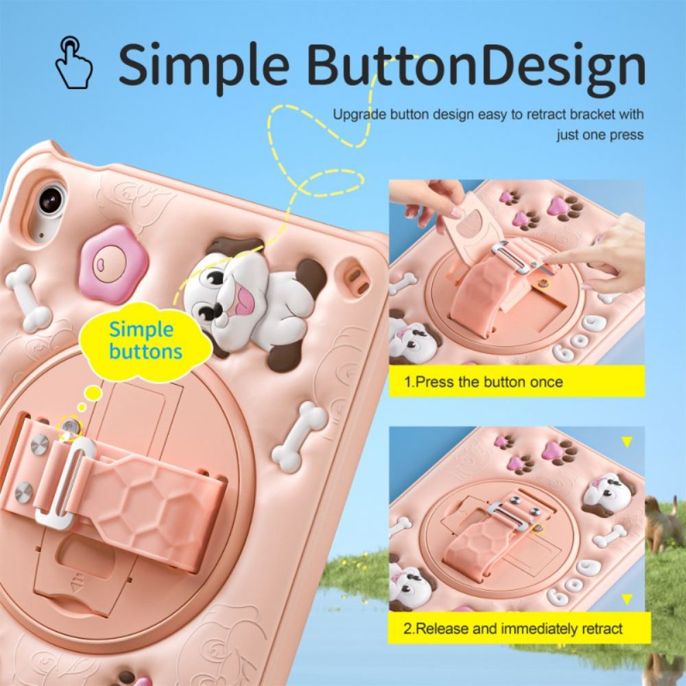 Kryt iPad (2025) Dětský Ramenní Popruh A Stojan S Pejskem