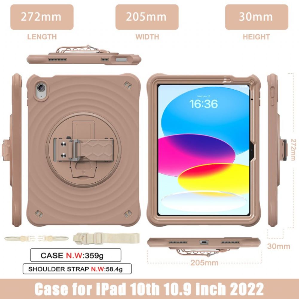 Kryt iPad (2025) Kryty Na Mobil Otočný Stojan A Ramenní Popruh O 360 Stupňů