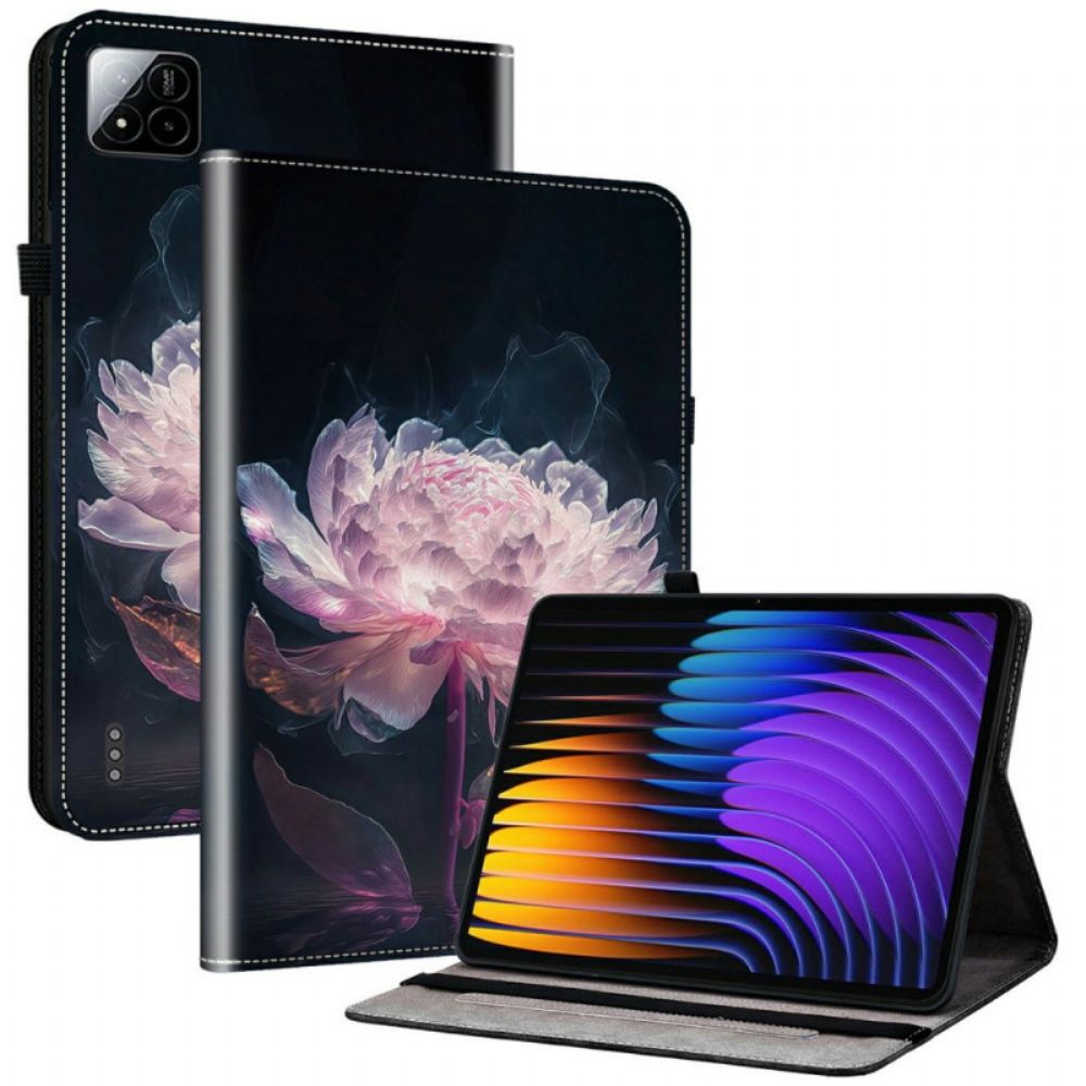 Kožený Kryt Na Xiaomi Pad 7 / 7 Pro Pivoňka