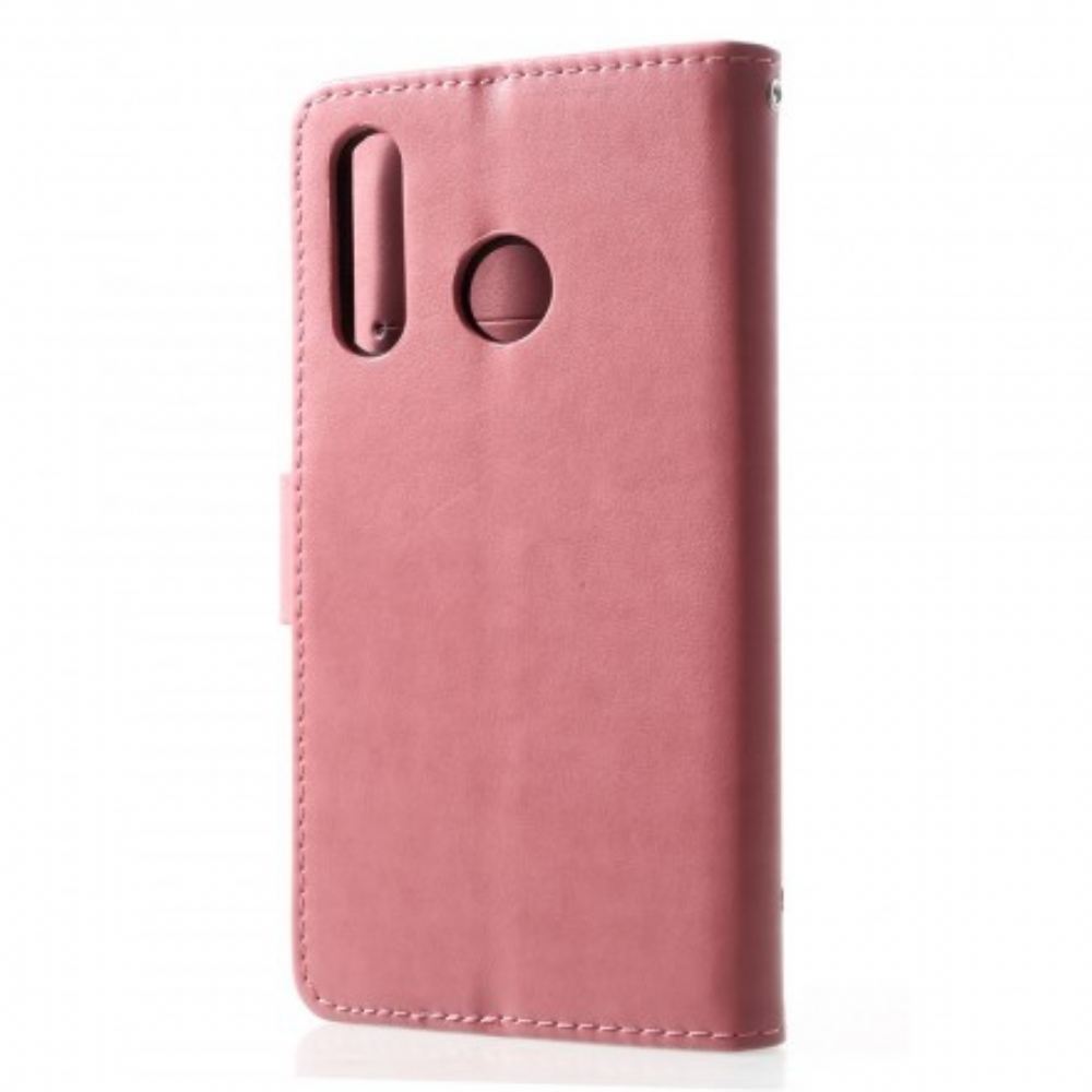 Flipové Pouzdro Na Huawei P30 Lite Na Lana Motýli A Květiny Strappy