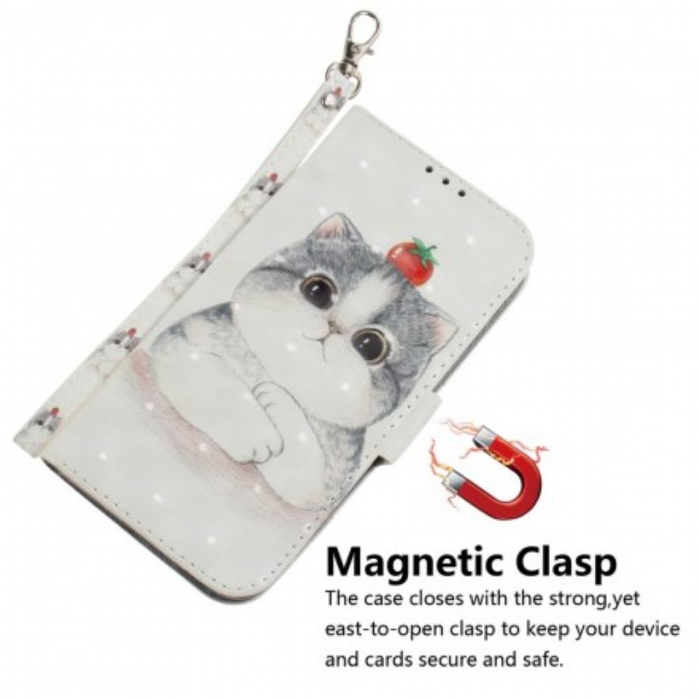 Flipové Pouzdro Na Huawei P30 Lite Na Lana Rajče Na Tangách Kočka