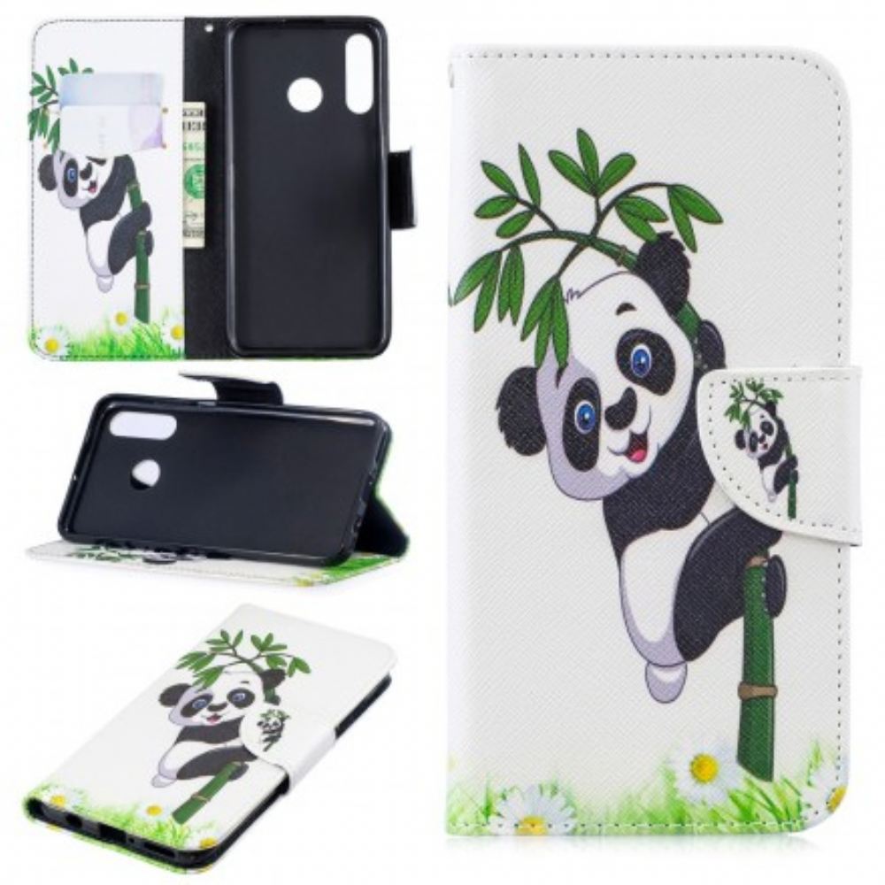 Flipové Pouzdro Na Huawei P30 Lite Panda Na Bambusu