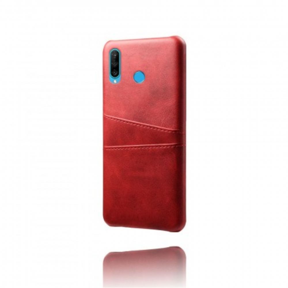Kryty Na Mobil Na Huawei P30 Lite Kožený Držák Na Karty S Efektem