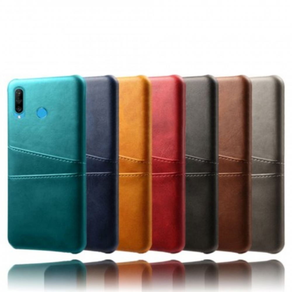 Kryty Na Mobil Na Huawei P30 Lite Kožený Držák Na Karty S Efektem