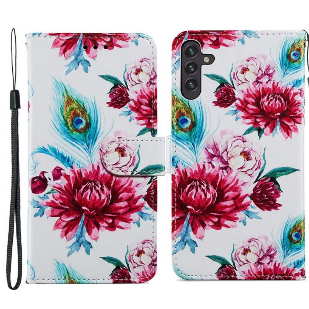 Flipové Pouzdro Na Samsung Galaxy A13 5G / A04s Intenzivní Květiny