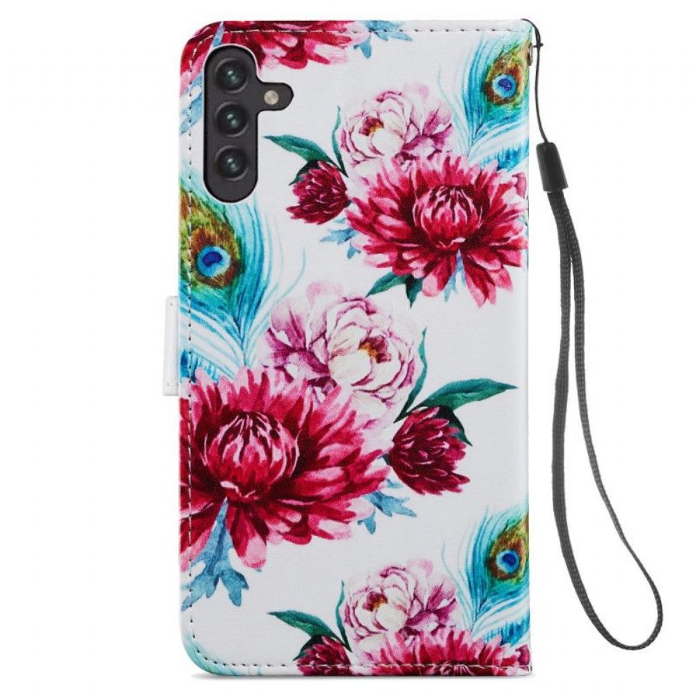 Flipové Pouzdro Na Samsung Galaxy A13 5G / A04s Intenzivní Květiny