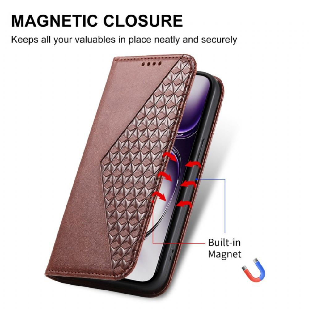 Kožený Kryt Oppo Reno 12 5g Diamantový Potisk S Páskem