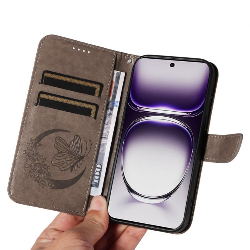 Kožený Kryt Oppo Reno 12 5g Motýlí Design