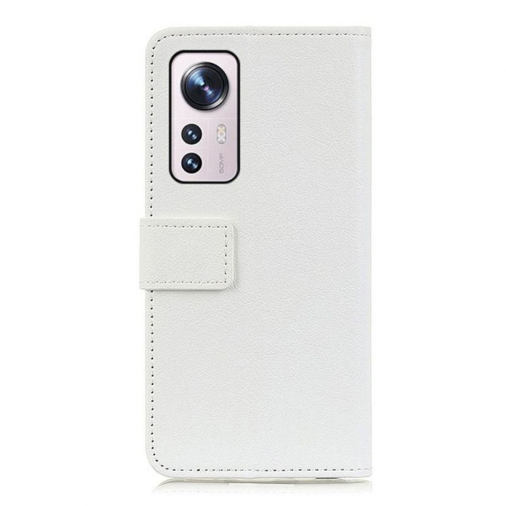 Flipové Pouzdro Na Xiaomi 12 Pro Jednoduchý Lesklý Kožený Efekt