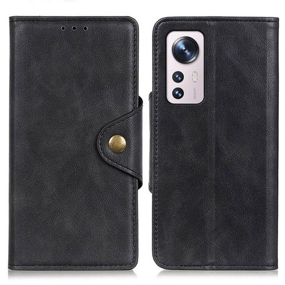 Flipové Pouzdro Na Xiaomi 12 Pro Vintage Umělá Kůže A Knoflík