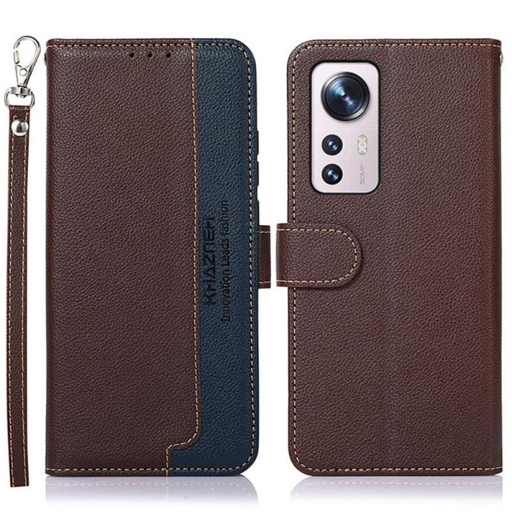 Kožené Pouzdro Na Xiaomi 12 Pro Rfid Khazneh Ve Stylu Liči