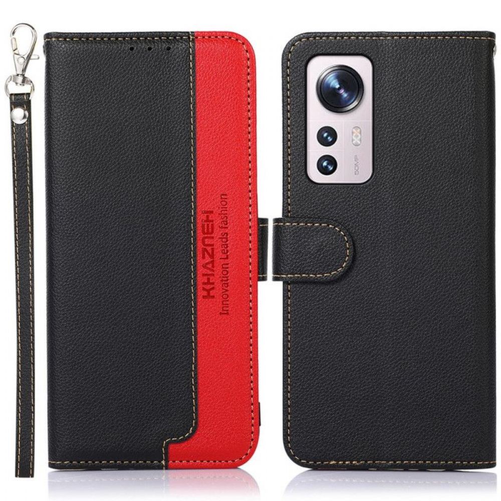 Kožené Pouzdro Na Xiaomi 12 Pro Rfid Khazneh Ve Stylu Liči