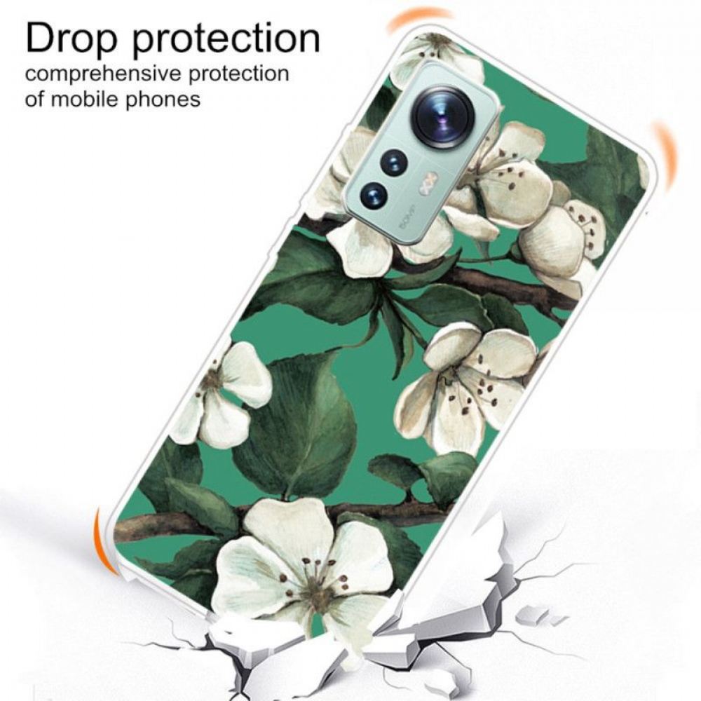 Kryty Na Mobil Na Xiaomi 12 Pro Silikonové Bílé Květy