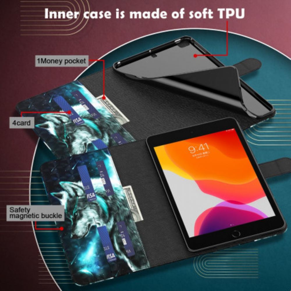Kožené Pouzdro Na Samsung Galaxy Tab S7 / Tab S8 Vlk