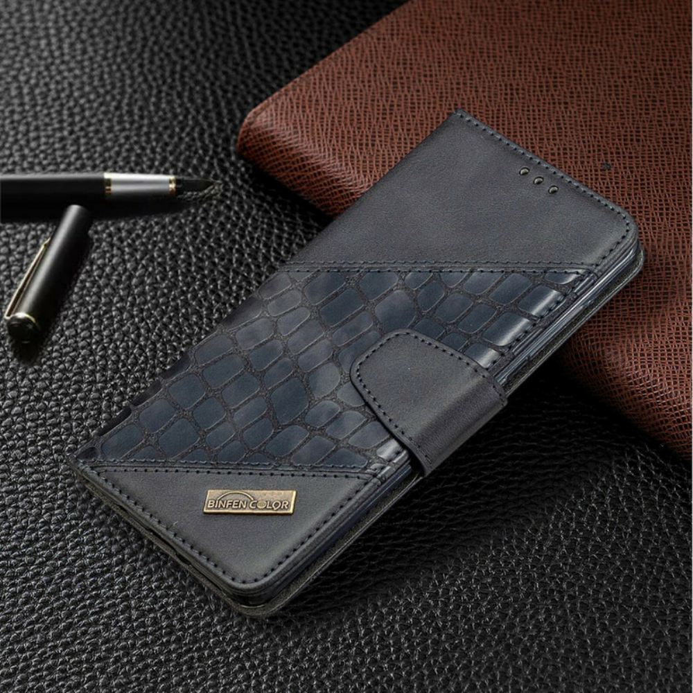 Flipové Pouzdro Na Samsung Galaxy A51 Klasický Efekt Krokodýlí Kůže