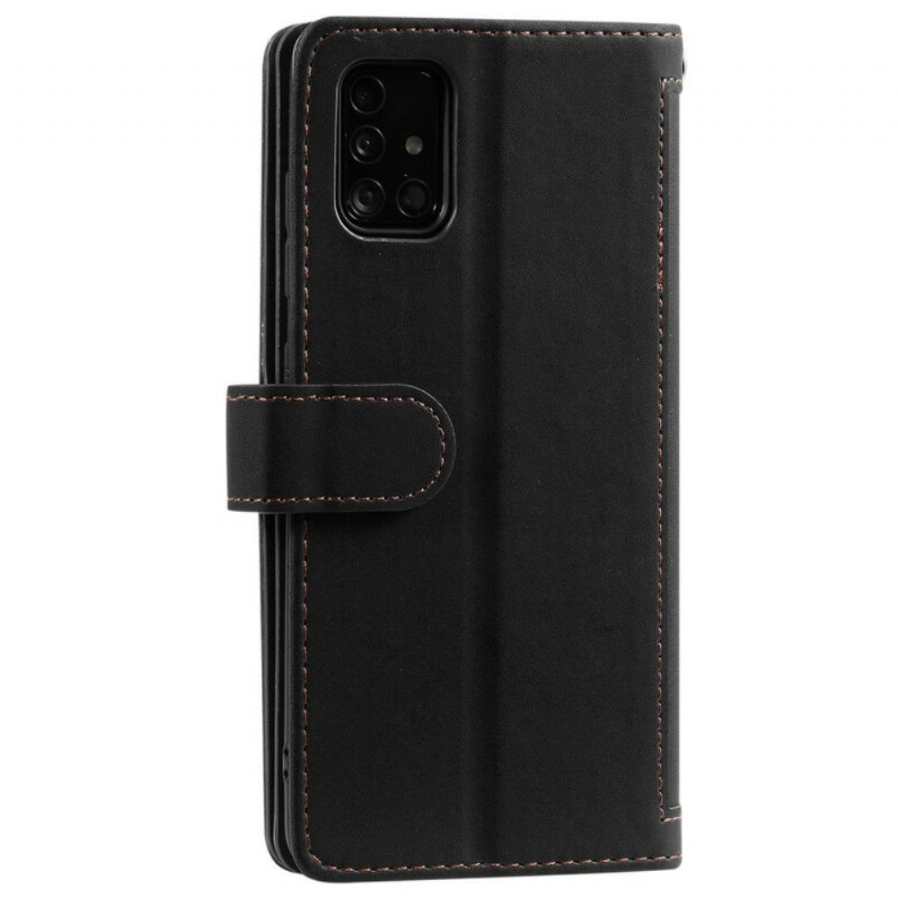Flipové Pouzdro Na Samsung Galaxy A51 Vyztužené Obrysy Kapsa Na Zip