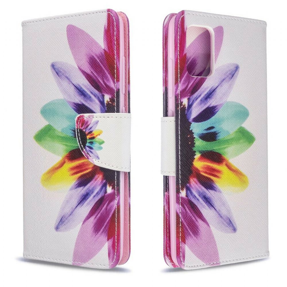 Kožené Pouzdro Na Samsung Galaxy A51 Květina Akvarelu