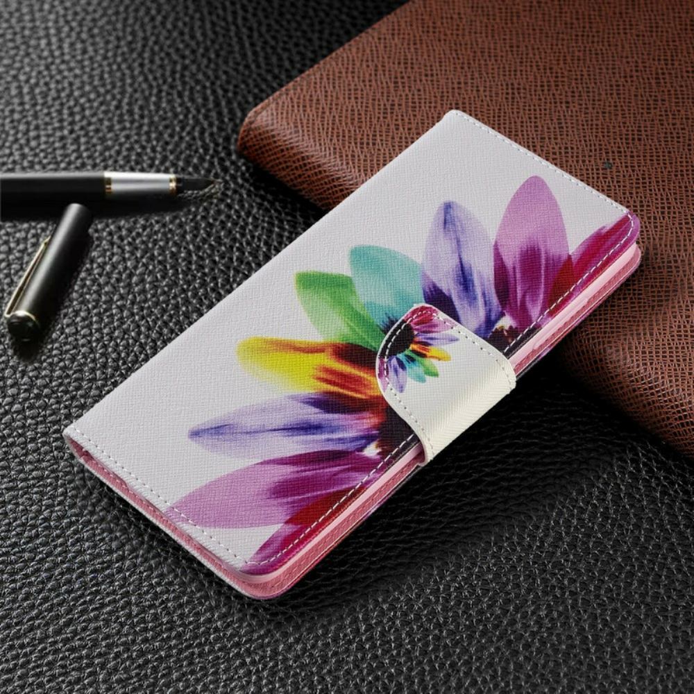 Kožené Pouzdro Na Samsung Galaxy A51 Květina Akvarelu
