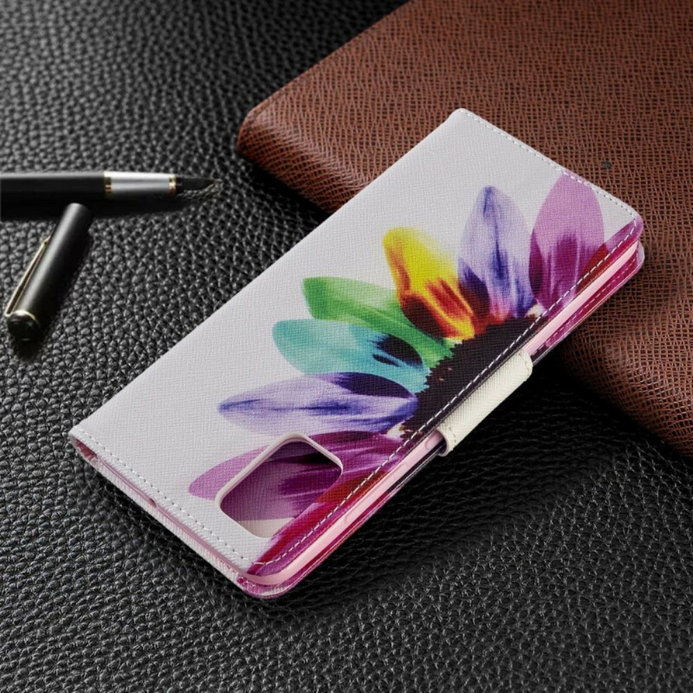 Kožené Pouzdro Na Samsung Galaxy A51 Květina Akvarelu