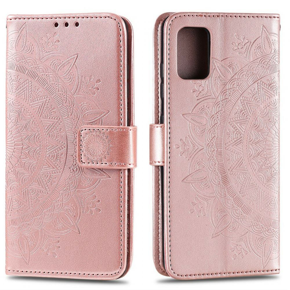 Kožené Pouzdro Na Samsung Galaxy A51 Sluneční Mandala