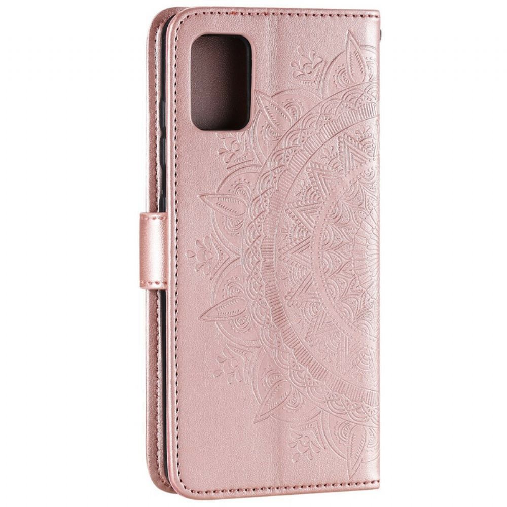 Kožené Pouzdro Na Samsung Galaxy A51 Sluneční Mandala