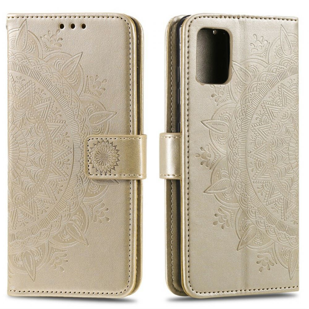 Kožené Pouzdro Na Samsung Galaxy A51 Sluneční Mandala