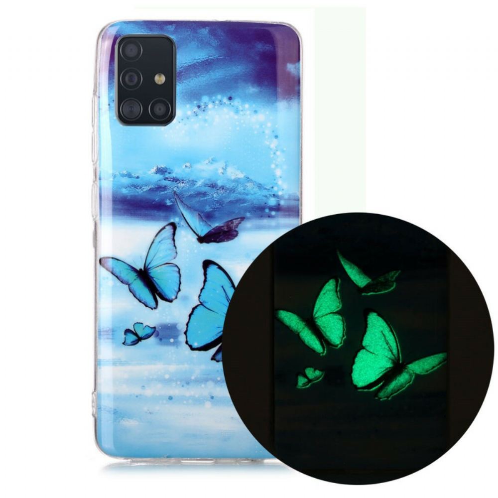 Kryty Na Mobil Na Samsung Galaxy A51 Řada Fluorescenčních Motýlů