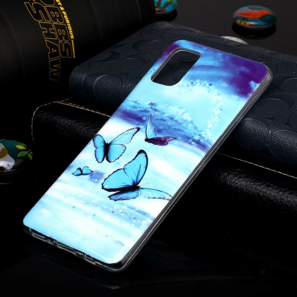 Kryty Na Mobil Na Samsung Galaxy A51 Řada Fluorescenčních Motýlů