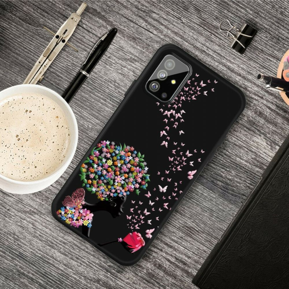 Kryty Na Mobil Na Samsung Galaxy A51 Žena S Květinovou Hlavou