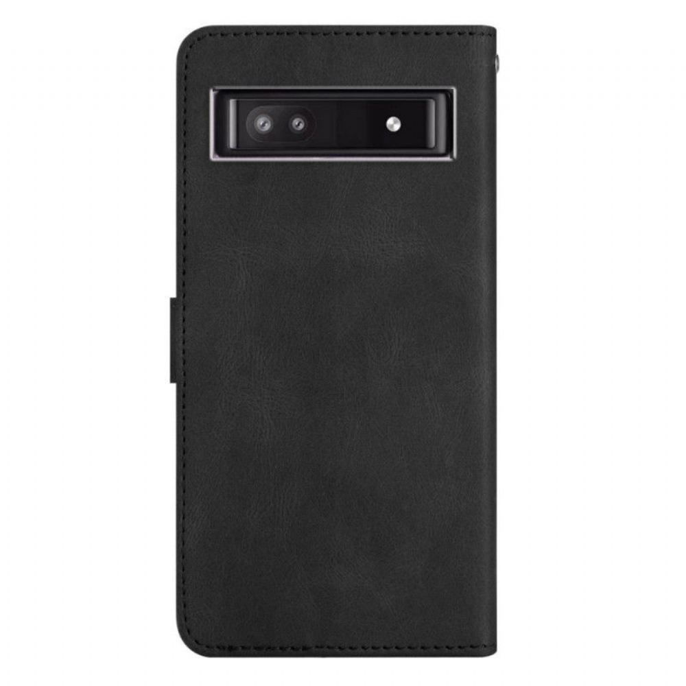 Flipové Pouzdro Na Google Pixel 7A Na Lana Pruhované Geometrické Čáry