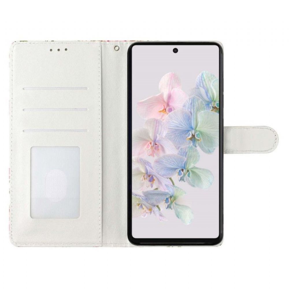 Flipové Pouzdro Na Google Pixel 7A Na Lana Pruhovaný Geometrický Mramor