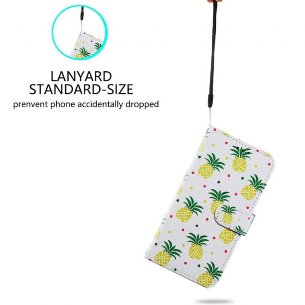 Flipové Pouzdro Na Google Pixel 7A Na Lana Strappy Ananas