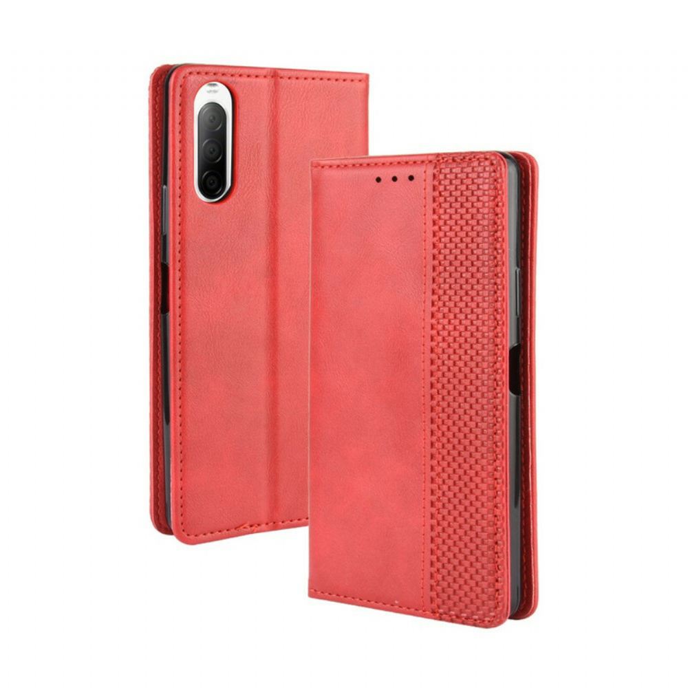 Kryty Na Mobil Na Sony Xperia 10 II Flipové Pouzdro Stylizovaný Vintage Kožený Efekt